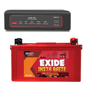 Exide 650VA Sinewave Home UPS and Insta Brite 100AH Inverter Battery Combo