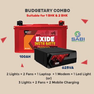 Exide Magic 625VA + Insta Brite 1000 100AH Flat Plate Battery 36 Months Warranty
