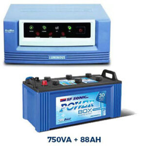 Luminous 750VA Inverter + SF Sonic 88AH Battery Combo