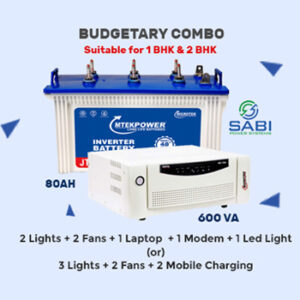 Microtek EB700 (600VA) Home Square Wave Home UPS + MTek 80AH Tubular Battery 48M Wrnty Combo