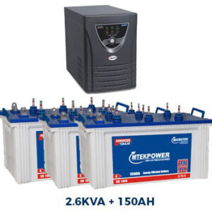 Microtek 2.6KVA Inverter with 150AH Tall Tubular 3 Batteries Combo